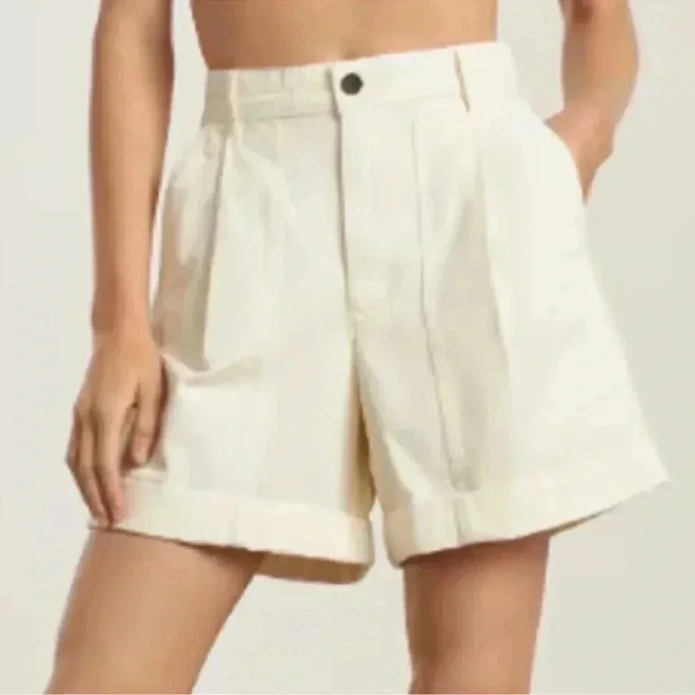 Everlane the tourist organic cotton high waist wide leg shorts size 10